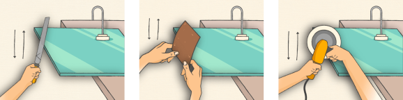 Image showing how to sand and polish the edges of perspex sheets