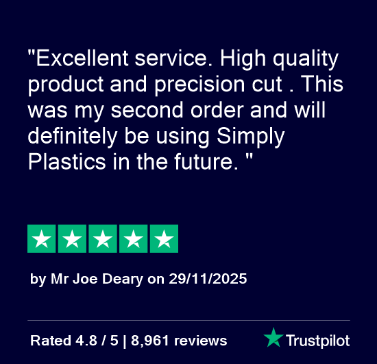 Independent review from TrustPilot - visit https://uk.trustpilot.com/review/simplyplastics.com