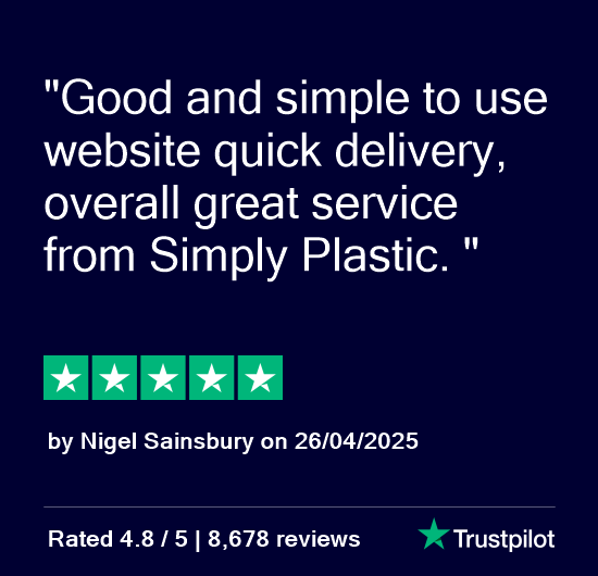Independent review from TrustPilot - visit https://uk.trustpilot.com/review/simplyplastics.com