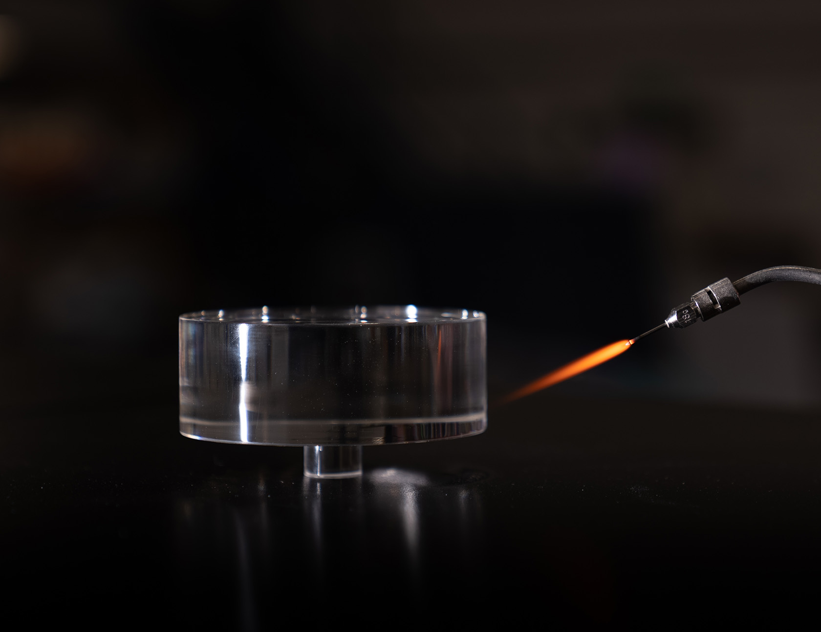Perspex Disc being Flame Polished
