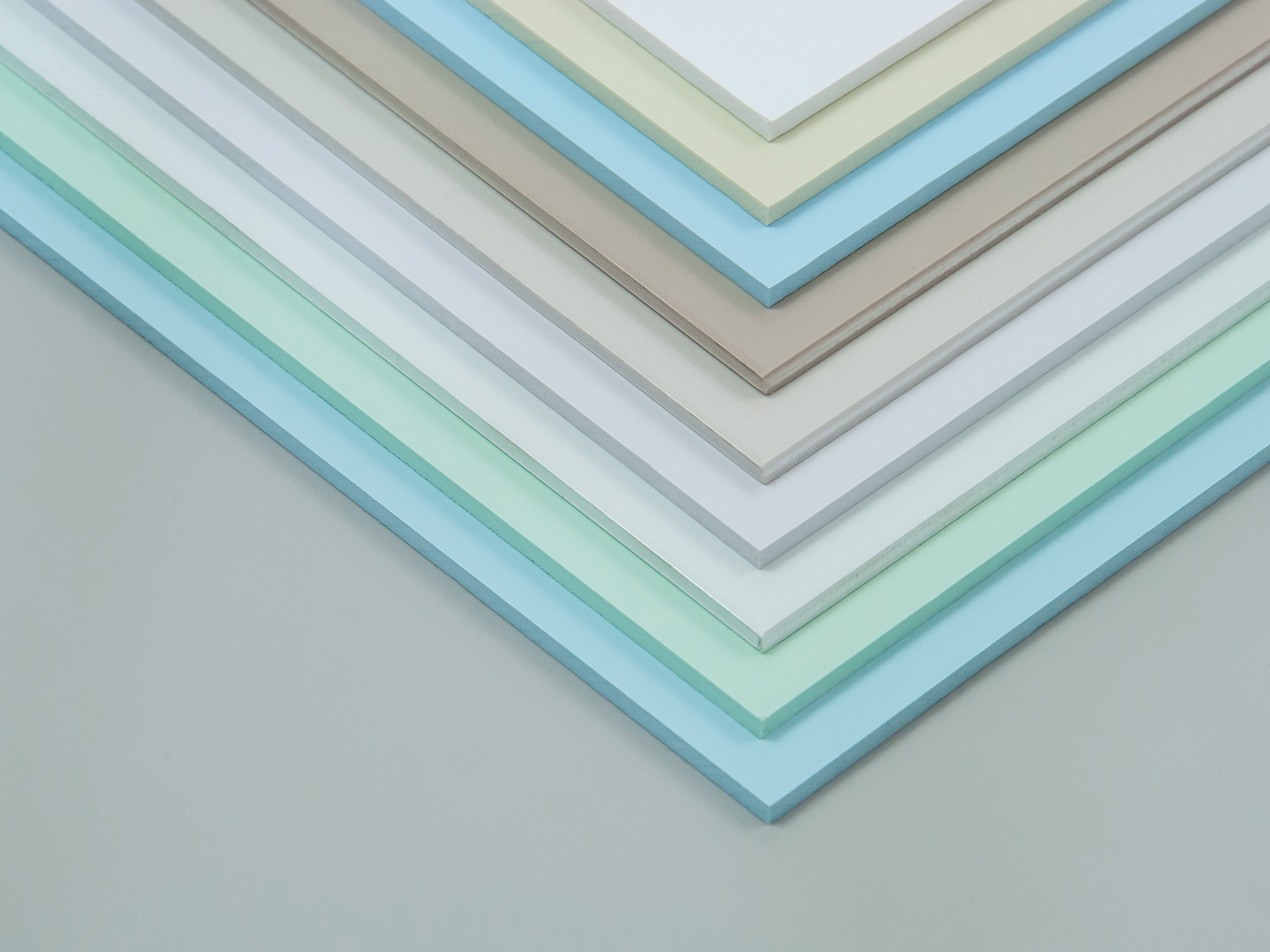 Hygienic wall cladding pastel colours