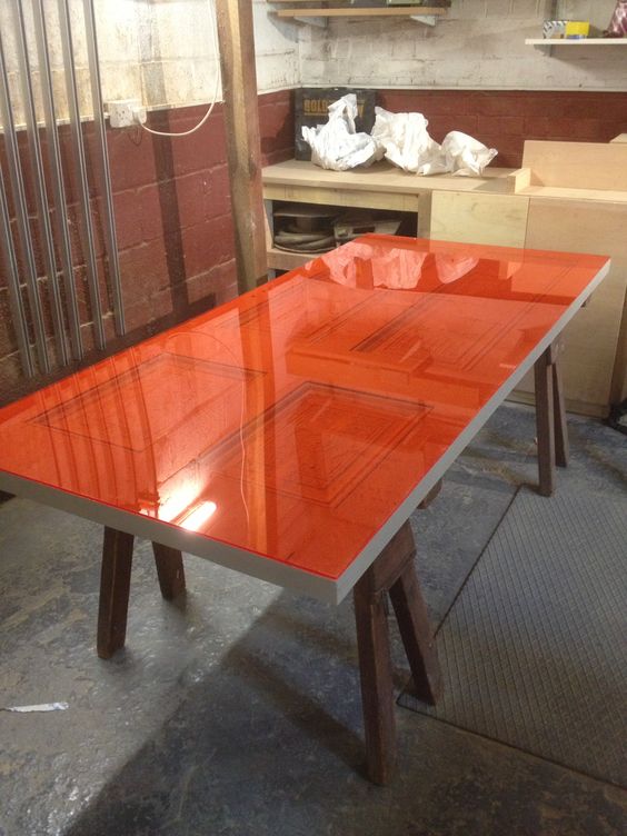 Perspex upcycled dining table using a door