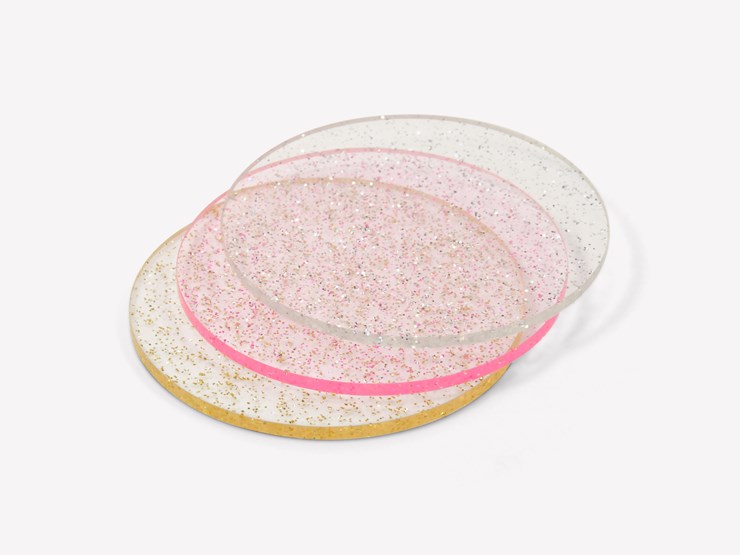 Acrylic Disc Glitter Transparent Group