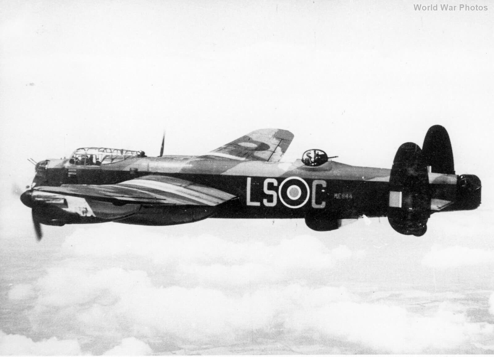 An Avro Lancaster in flight during WWII. Many Lancasters were fitted with the H2S airborne radar — a system whose effectiveness relied on polyethylene's exceptional electrical insulating properties.